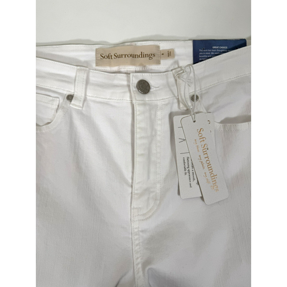 Soft Surroundings Cropped Jeans Size 8 The Ultimate Straight Slimming White New - Picture 9 of 13